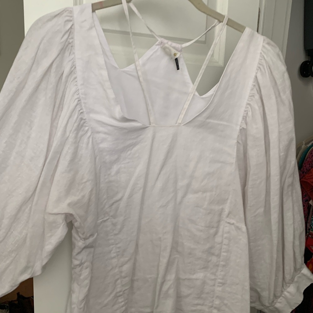 Anthropologie White Blouse with Square Neck